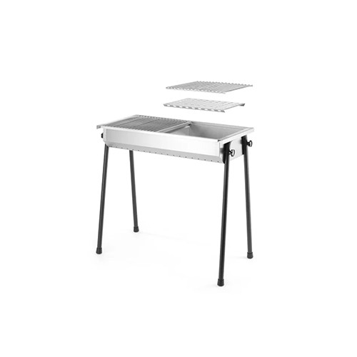 Barbecue au charbon de bois pour terrasse en acier inoxydable, dimensions : 770 x 380 x 760 mm. HENDI