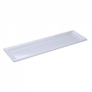 Bord rechthoekig afm. 36x18cm. hgt. 2,6cm. melamine kleur wit Global