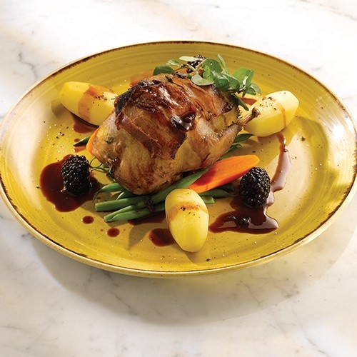 COUPE BOARD FARBE SENFSAMENGELB DURCHM. 21,7 cm. CHURCHILL STONECAST