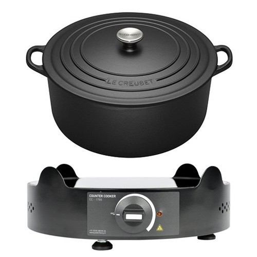 PROMOTION SOUPE - Plaque de cuisson 33,4 cm HG 7/10 cm, 230 V/1700 W, avec poêle Le Creuset