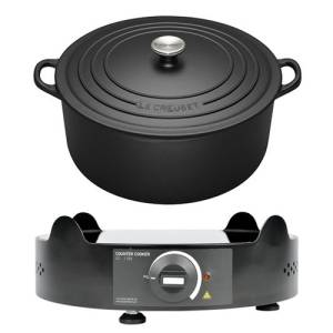 Soepactie - kookplaat diam. 33,4cm. HG. 7/10cm. 230v/1700w Counter Cooker met braadpan Le Creuset
