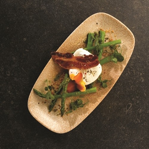 PLATE CHEF RECTANGULAR RAKU COLOR GARNET ORANGE DIM. 29.8x15.3CM. CHURCHILL