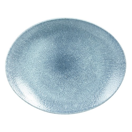 Coupebord ovaal raku kleur Topaz Blue afm. 27x23cm. Churchill