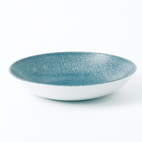 PLAT PLAT RAKU COULEUR BLEU TOPAZE DIAM. 24,8 cm. CHURCHILL