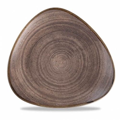 PLATE TRIANGULAR DIAM. 26.5CM. STONECAST COLOR BROWN CHURCHILL