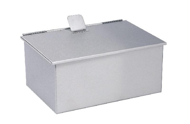 Asverzamelaar afm. 20x14x9,2cm. rechthoekig rvs