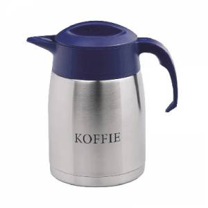 ISOLIERTER DOSE EASYCLEAN DOPPELWANDIGER EDELSTAHL-INHALT. 1,2 l. FARBE BLAU MIT AUFDRUCK KAFFEE