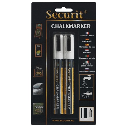 POINTE DE CRAIE LIQUIDE EFFAÇABLE MOYEN 2-6MM. SET Á 2 PIÈCES COULEUR BLANC SECURIT