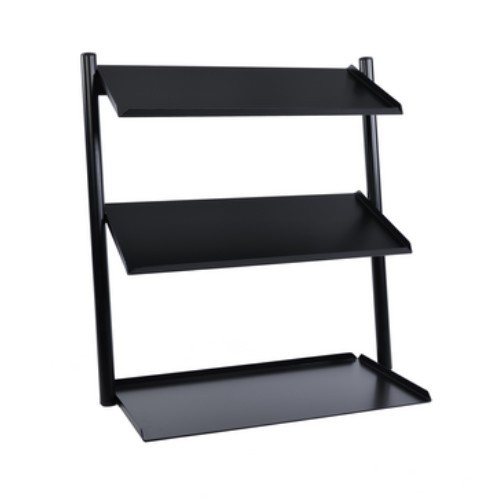 BUFFET PRÉSENTOIR MODÈLE INCLINÉ 3 ÉTAGÈRES (HORS BACS) DIM. 62.5X31(H)65CM. ACIER INOXYDABLE REVÊTU NOIR