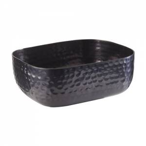 Schaal gehamerd afm. 15,5x12x(h)5,5 cm. inh. o,7l. gunmetal gehamerd