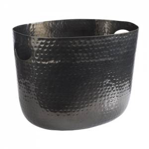 Wijn/champ. bowl gehamerd afm. 30x23.5x(h)23 cm. inh. 7l. gunmetal gehamerd