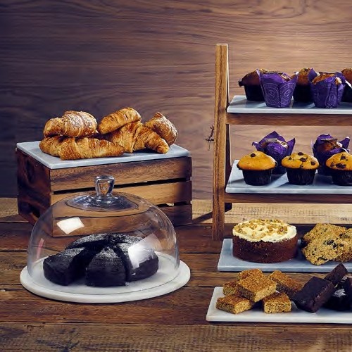 Serveerplateau diam. 33cm. wit marmer